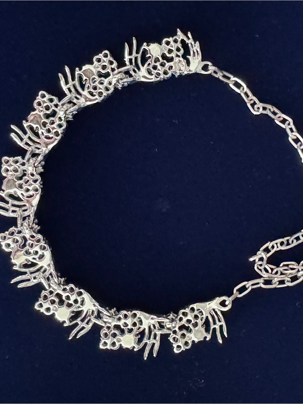 Coro Silver-Tone Floral Necklace with Aurora Iridescent Crystals - Picture 4 of 6